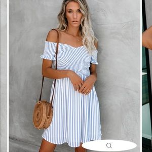 VICI - GET WITH THE LINGO STRIPED SMOCKED DRESS